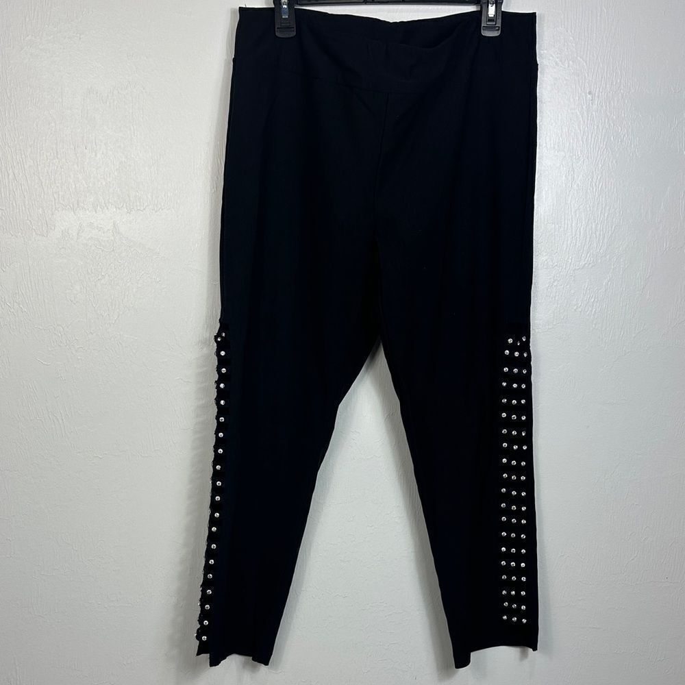 Joseph Ribkoff Studded Black Slim Fit Ankle Pants Size 16